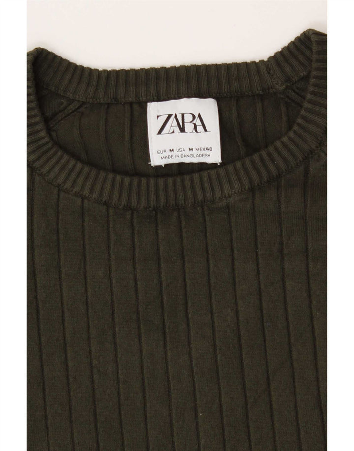 Męski sweter z okrągłym dekoltem Zara, średni khaki