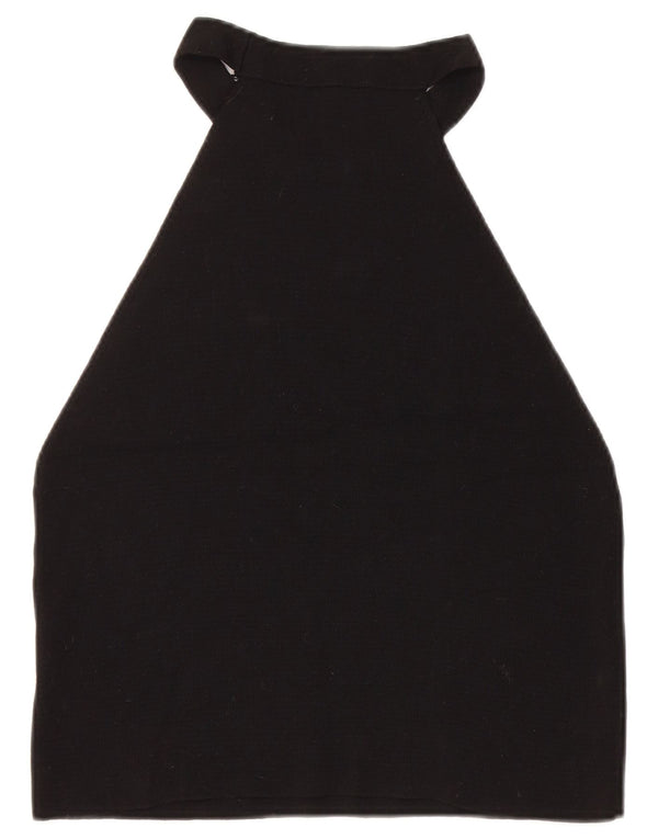 Topshop damski krótki top wiązany na szyi UK 14, duży, czarny, wiskoza