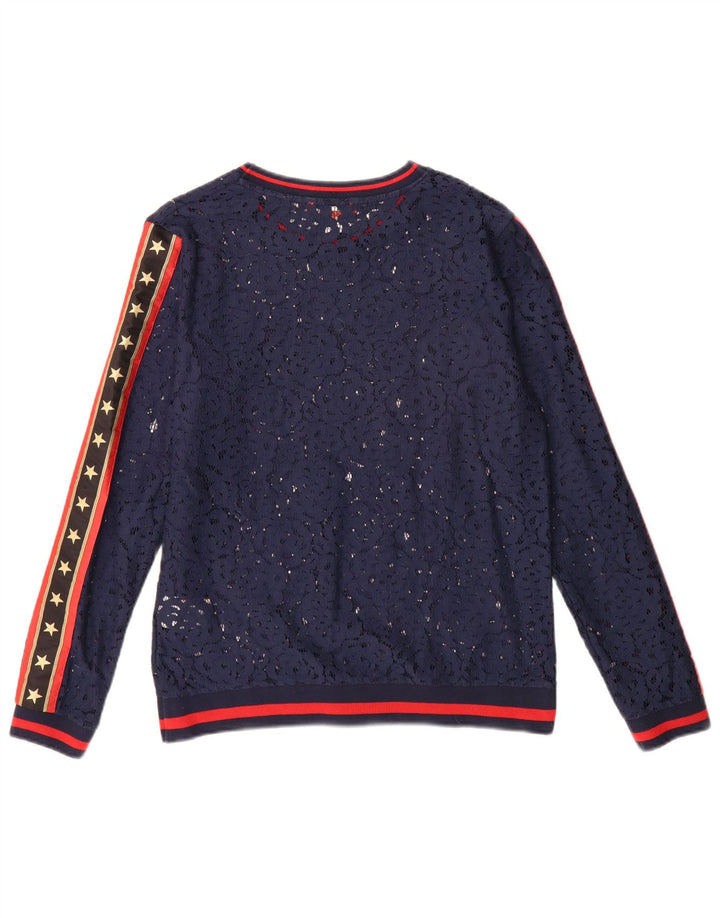 Damski top Superdry Oversize Graphic z długim rękawem, UK 10, mały, granatowy
