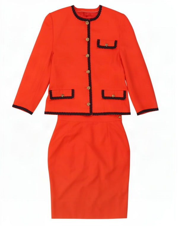 Vintage damski zestaw spódnic zapinanych na 6 guzików i 2 części UK 10 Small W26 L22 Red