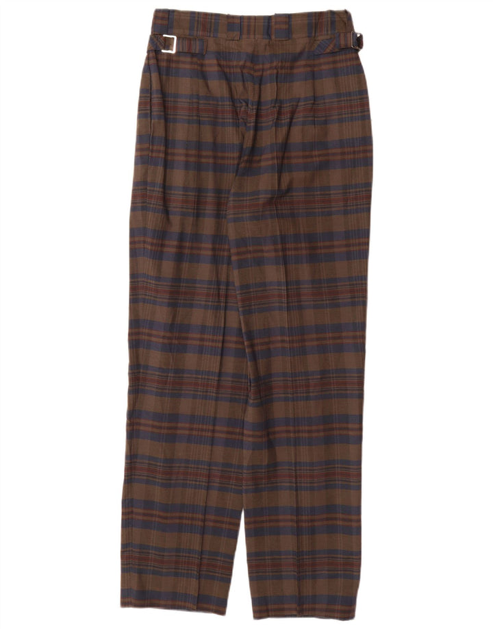 Damskie spodnie chino z wysokim stanem VINTAGE IT 44 Medium W26 L29 Brązowa kratka