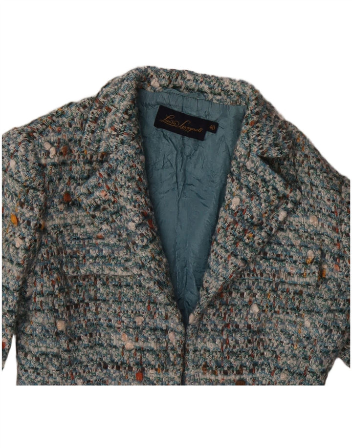 Damska marynarka Luisa Spagnoli z wiązaniem z przodu IT 40, mała niebieska nakrapiana