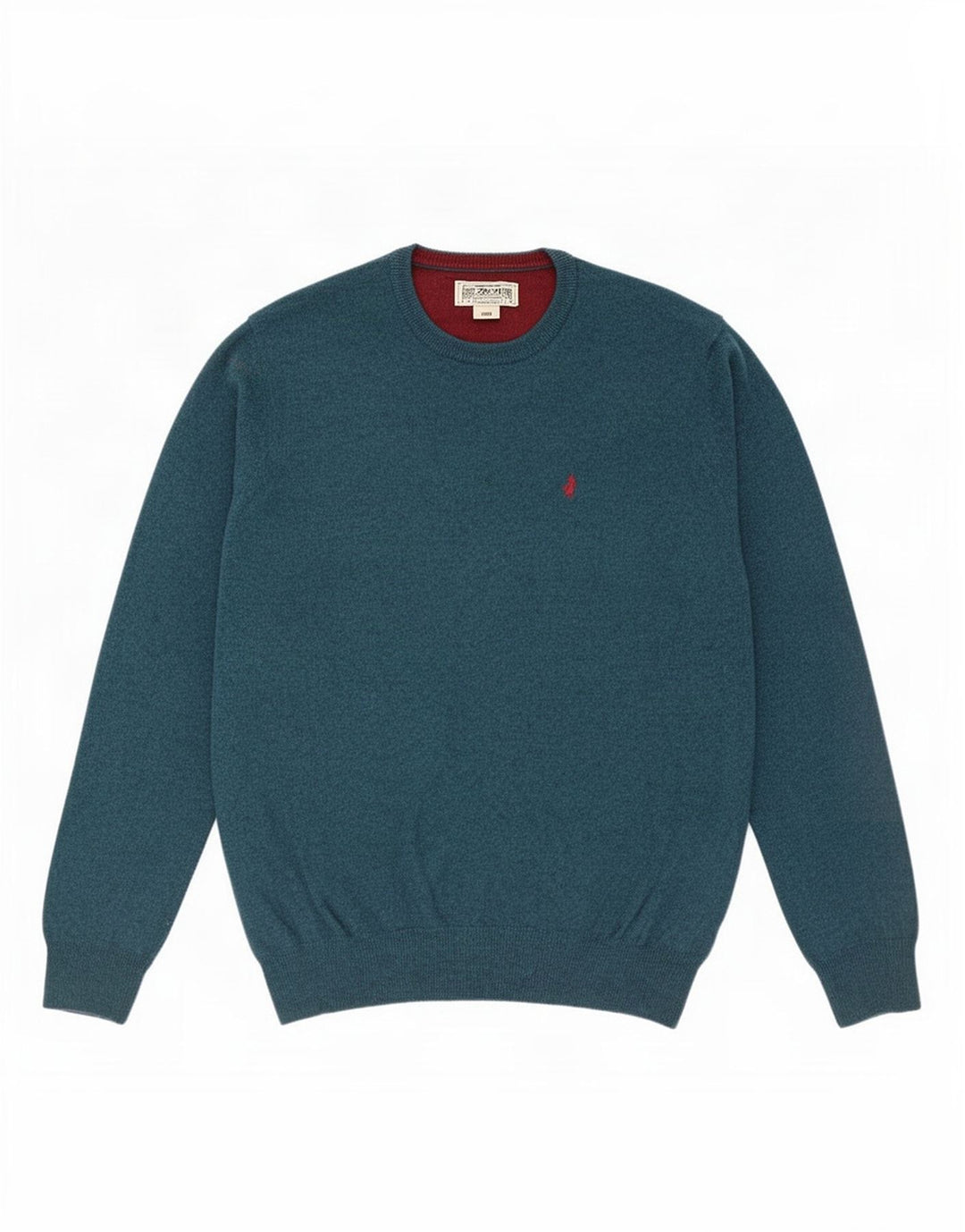 Marlboro Classics Męski sweter z okrągłym dekoltem, duży, niebieski, wełniany