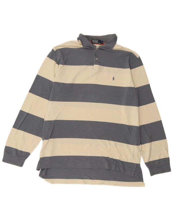 Męska koszulka polo do rugby Polo Ralph Lauren z długim rękawem XL w białe paski