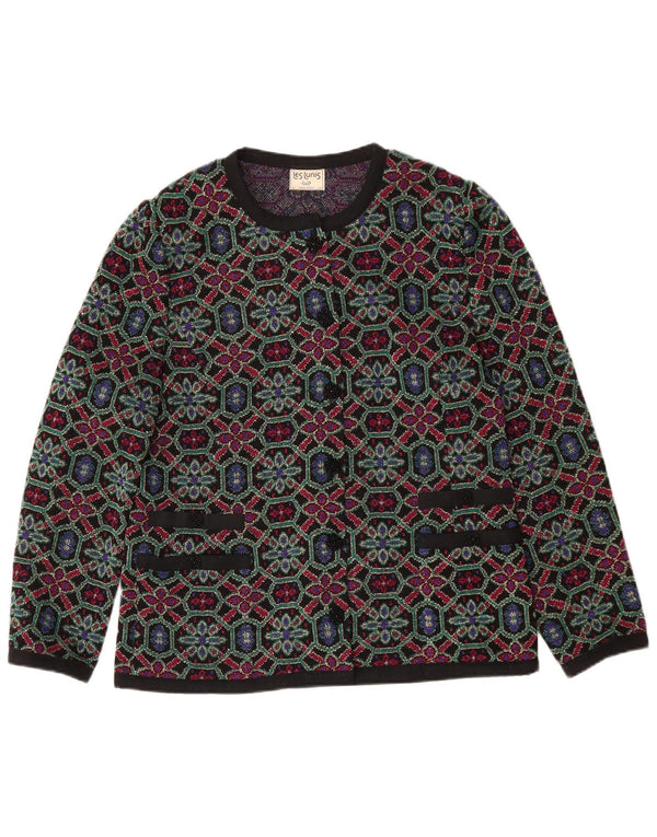 Damski sweter rozpinany Les Lunis IT 48 XL Wielobarwna, geometryczna wełna