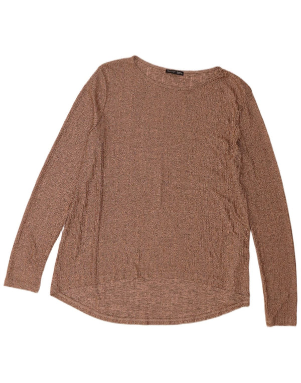 Damski top Zara z długim rękawem, UK 16, duży, brązowy, poliester