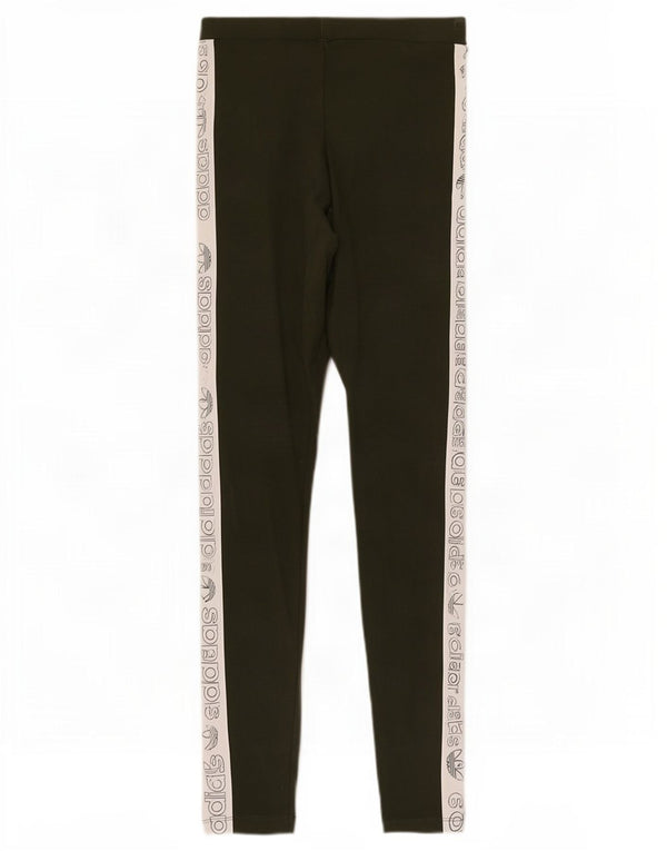 Adidas Womens Graphic Leggings UK 10 Small Khaki Colourblock Cotton
