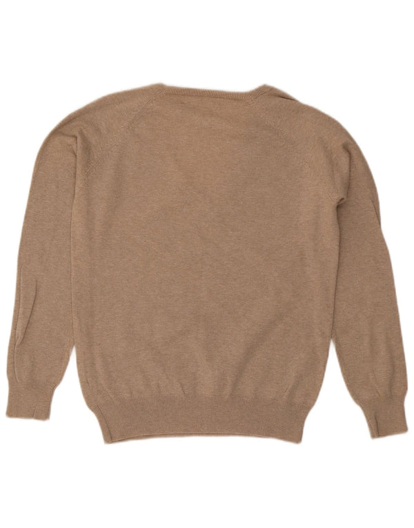 Sweter damski Zara z dekoltem w kształcie litery V, UK 18 XL, beżowy, bawełniany