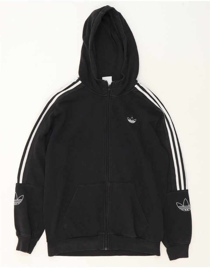 Męski sweter z kapturem i zamkiem ADIDAS, średniej wielkości, czarny, bawełniany