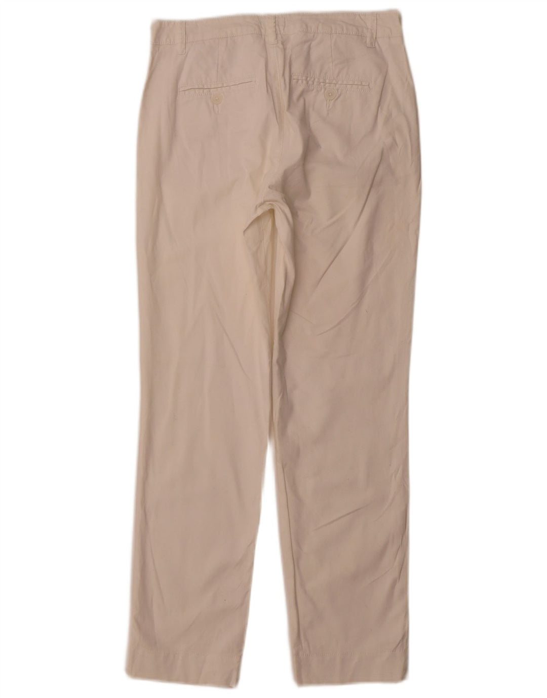 Spodnie damskie BENETTON Straight Chino UK 10 Small W28 L28 Biała bawełna