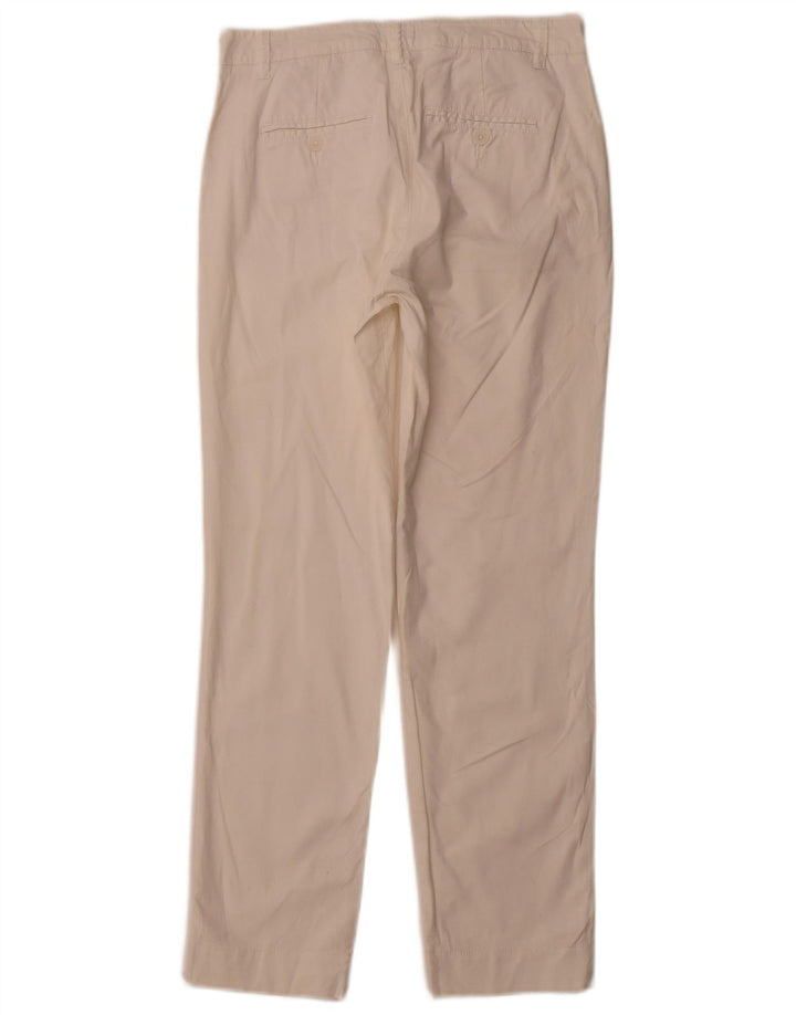 Spodnie damskie BENETTON Straight Chino UK 10 Small W28 L28 Biała bawełna