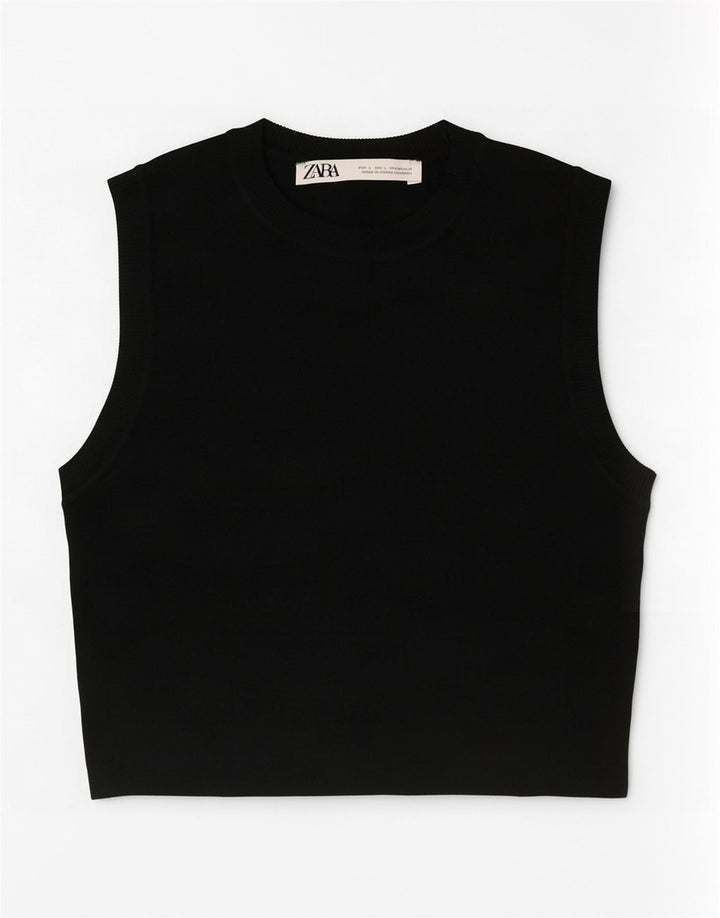 Damski krótki top Zara UK 14, duży, czarny