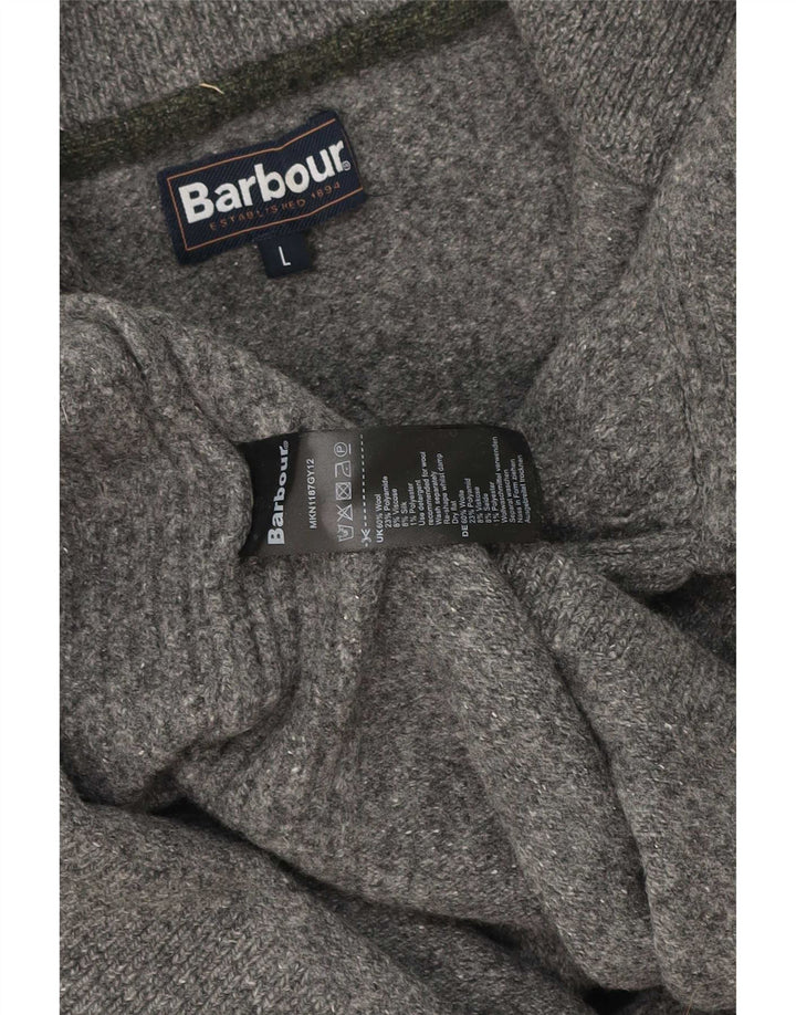 Sweter damski Barbour z zamkiem błyskawicznym UK 16, duży, szary, wełniany