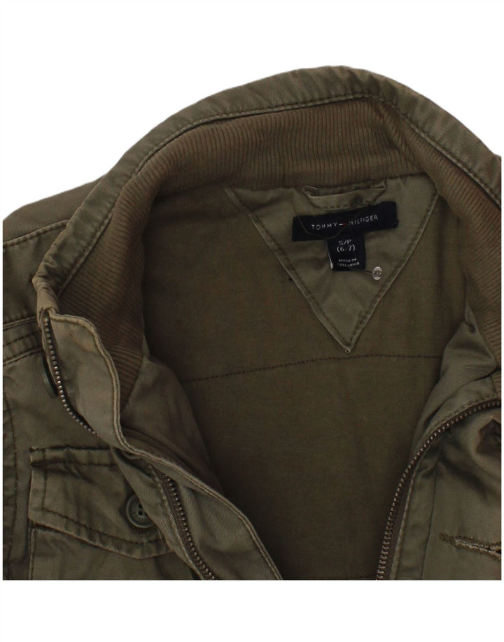 Tommy Hilfiger Chłopięca kurtka wojskowa 6-7 lat, mała, bawełniana khaki