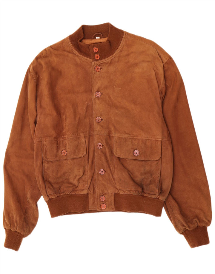 Vintage męska zamszowa kurtka bomber IT 50 duża brązowa zamszowa