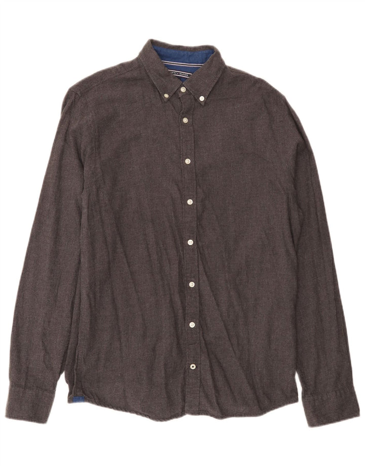 Koszula męska Tommy Hilfiger, mała, szara, bawełniana