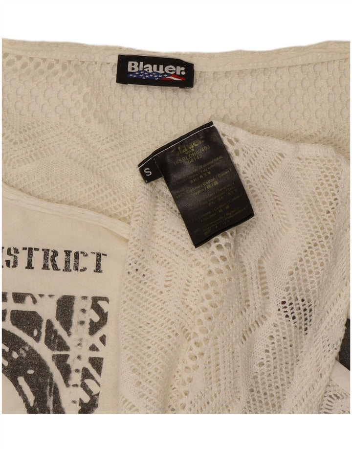Damska koszulka oversize z grafiką Blauer Top UK 10, mała, biała, bawełniana