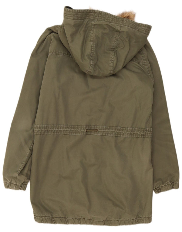 Damska kurtka parka z kapturem Animal UK 14, duża bawełna khaki