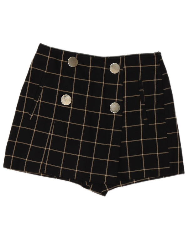 Zara Womens Casual Shorts Small W26 Black Check Polyester
