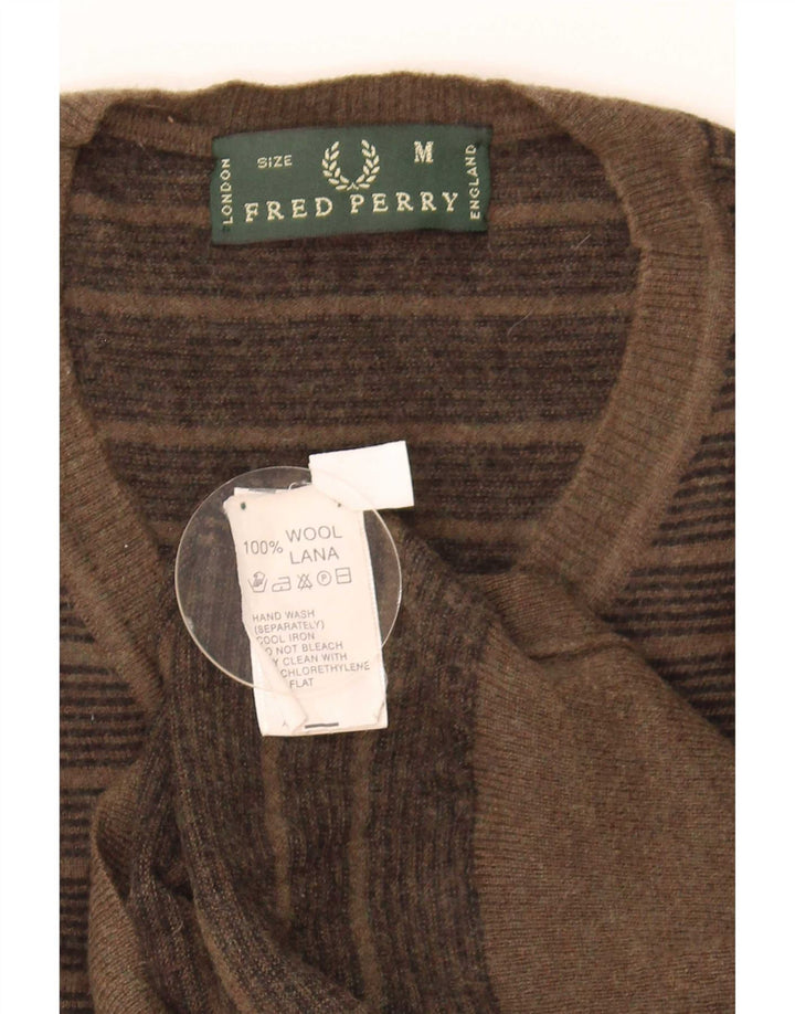 Męski sweter Fred Perry z dekoltem w kształcie litery V, wełniany, w kolorze khaki