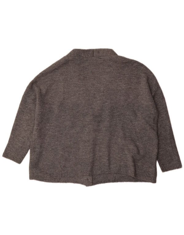 Damski sweter rozpinany z rękawem 3/4 Zara UK 14 Średni szary akryl