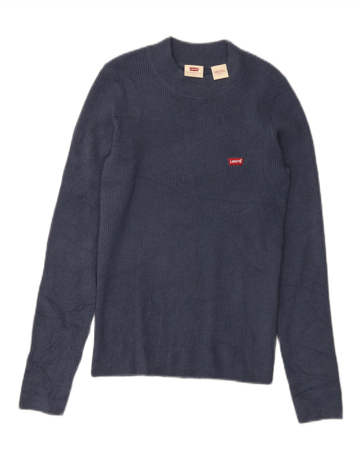 Damski sweter z okrągłym dekoltem LEVI'S UK 8, mały, granatowy, akrylowy