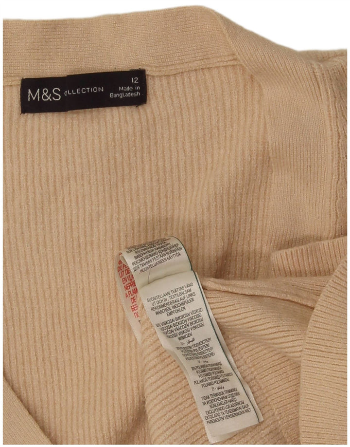 Sweter damski Marks & Spencer Crop Cardigan UK 12 Średni Beż Wiskoza