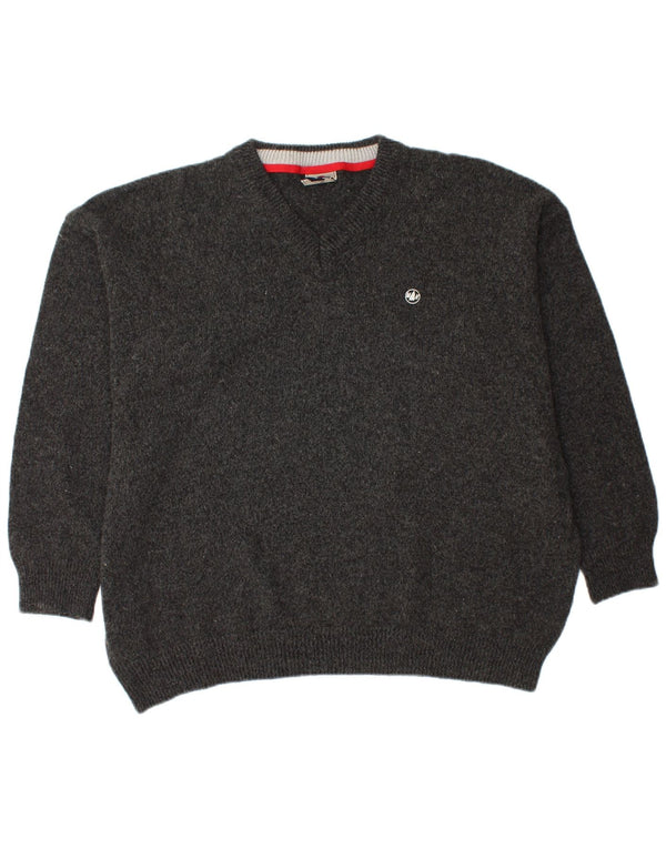 MURPHY & NYE Męski sweter z dekoltem w kształcie litery V, 2XL, czarna wełna