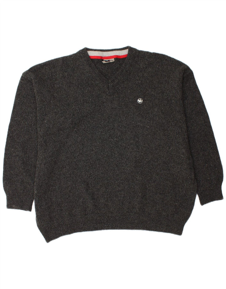 MURPHY & NYE Męski sweter z dekoltem w kształcie litery V, 2XL, czarna wełna