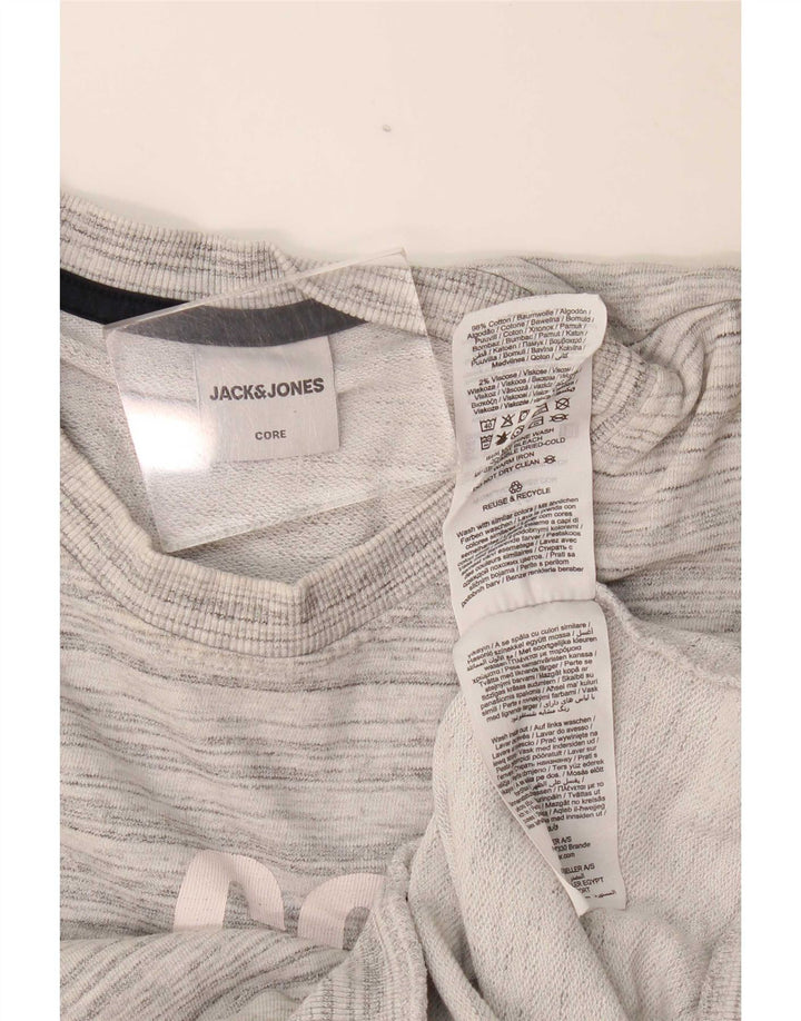 Męski sweter z grafiką Jack & Jones, średnioszary, bawełniany w cętki