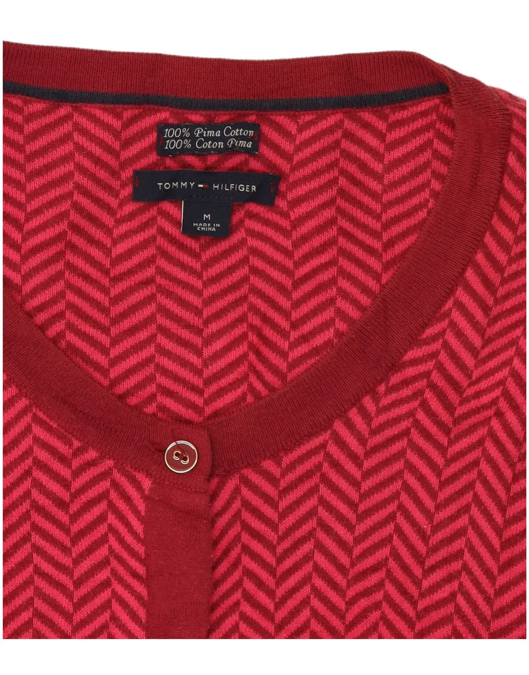 Sweter damski Tommy Hilfiger UK 14, średni różowy, bawełniany w jodełkę