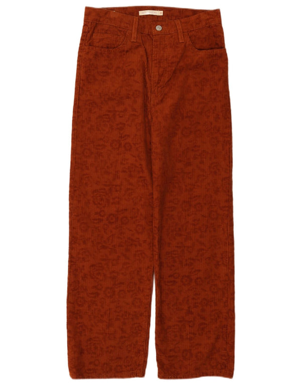 Damskie sztruksowe spodnie Levi's Ribcage z wysokim stanem W27 L27 Brązowe kwiaty