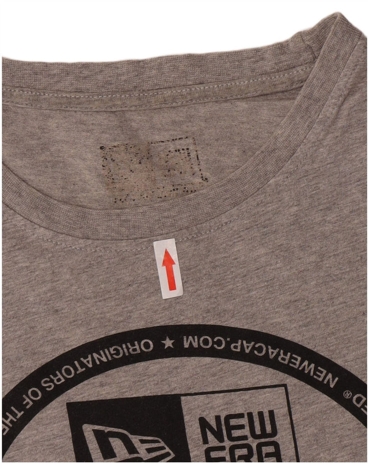 Męski T-shirt z grafiką New Era, duży, szary, bawełniany