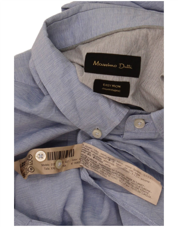 Koszula męska Massimo Dutti 2XL, niebieska, bawełniana w prążki