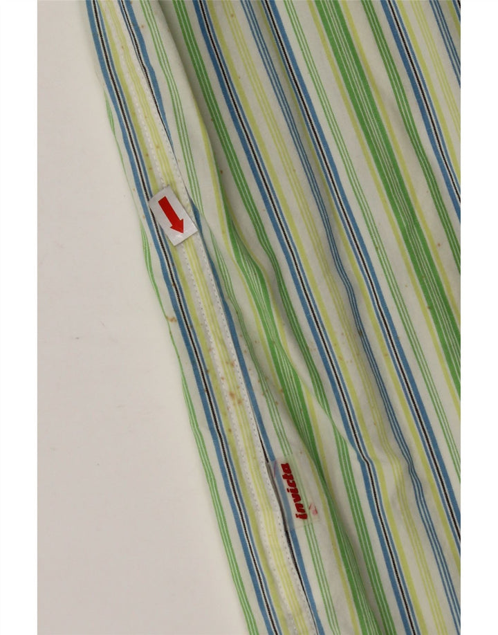 INVICTA Mens Short Sleeve Shirt Large Green Striped Cotton