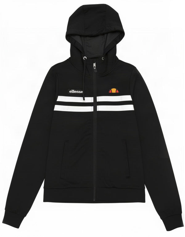 Damski sweter z kapturem i zamkiem Ellesse UK 8, mały czarny poliester z blokami kolorów