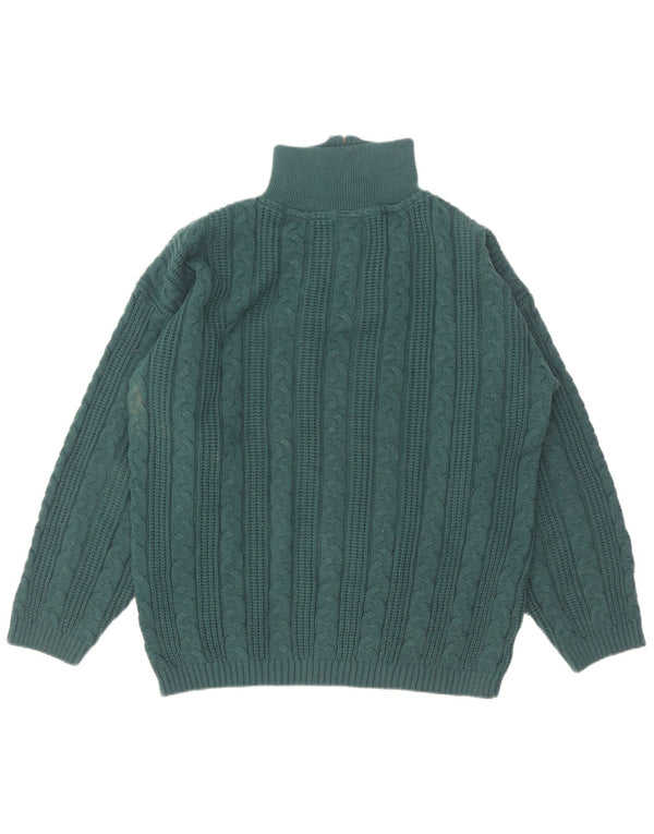 Vintage męski sweter z zamkiem błyskawicznym UK 38/40 średni zielony poliakryl