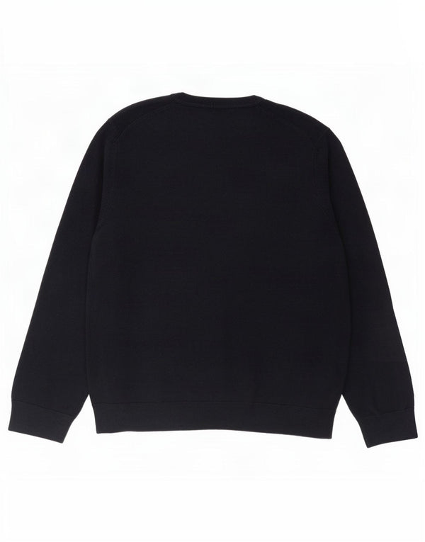 Marks & Spencer Męski sweter z dekoltem w kształcie litery V, XL, granatowy, bawełniany
