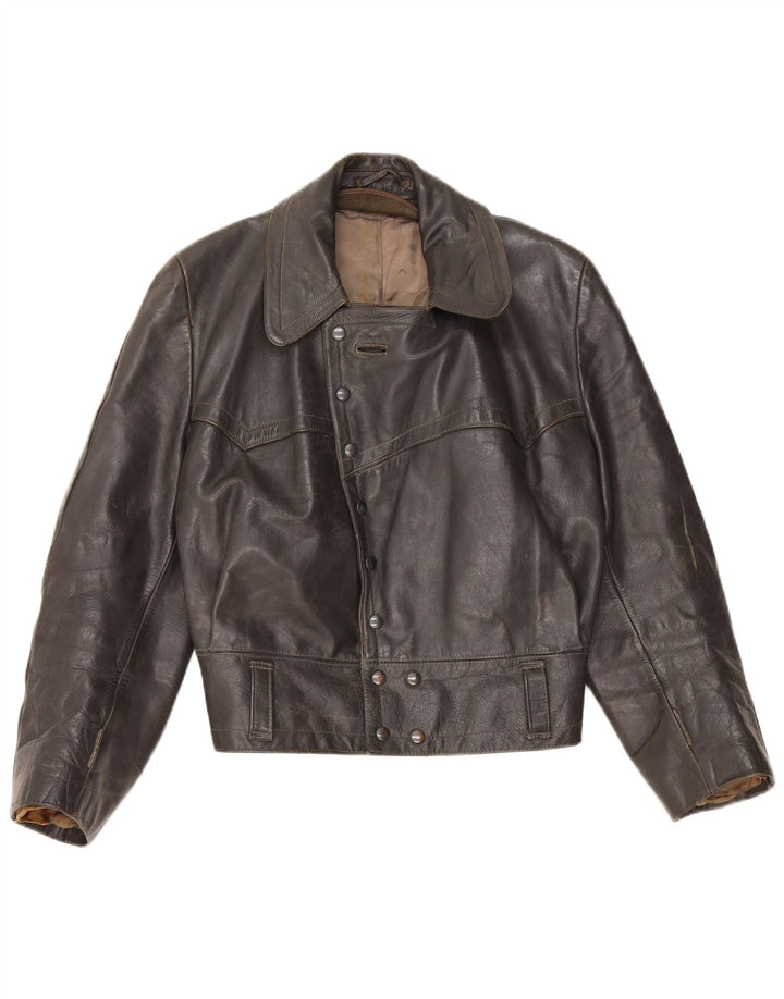 Damska kurtka skórzana VINTAGE UK 14, średnia czarna