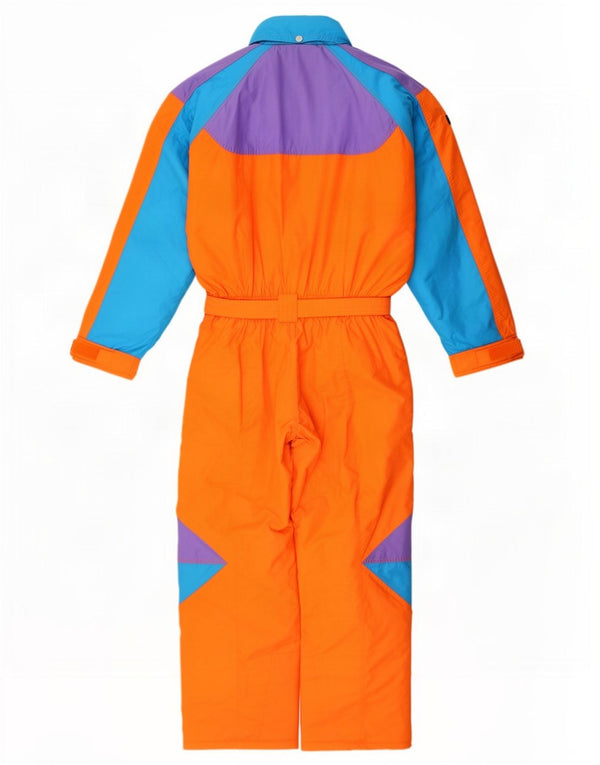 Męski kombinezon narciarski z kapturem w stylu vintage XL, pomarańczowy, blokowy poliamid
