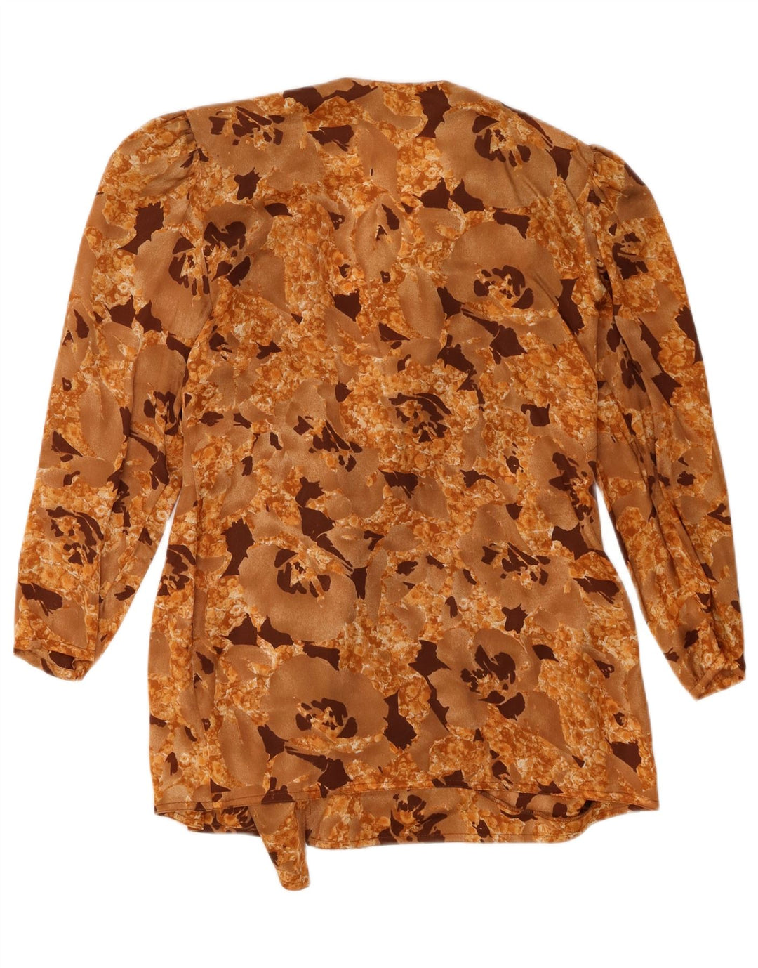 Damska bluzka koszulowa w stylu vintage UK 16, duża, beżowa, z poliestru w kwiaty