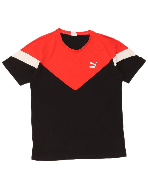 T-shirt męski PUMA Top, bawełna, średnia czarna, z blokami kolorów