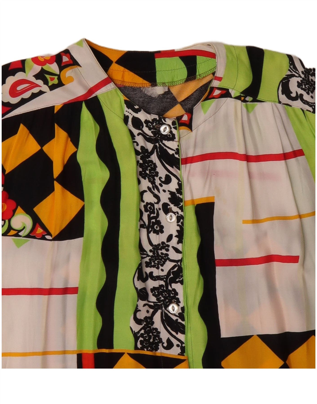 Bluzka damska z krótkim rękawem w stylu vintage, UK 20 2XL, wielobarwny patchwork