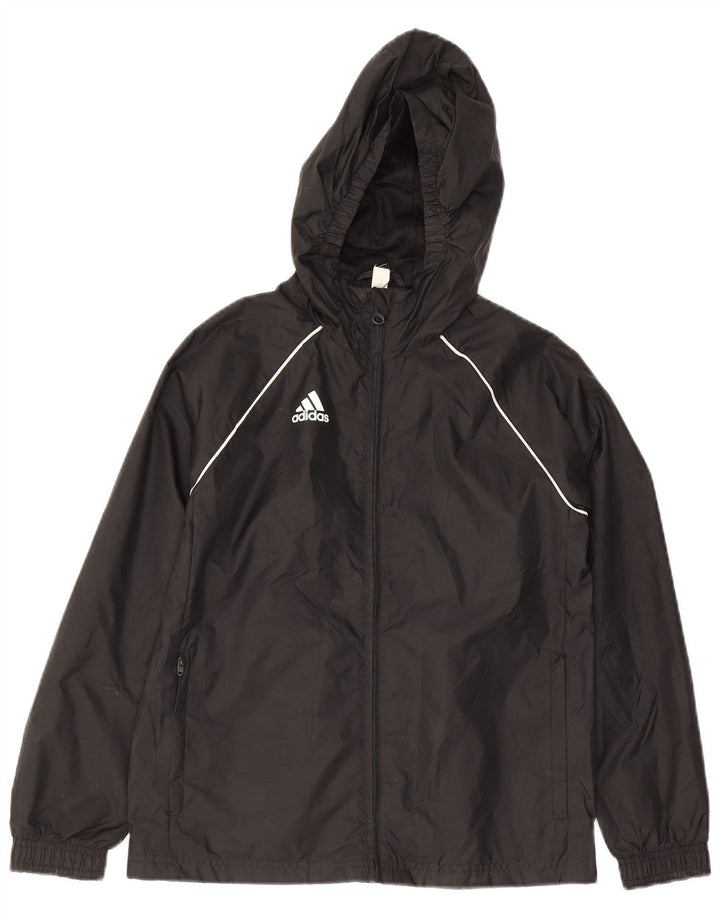 Chłopięca kurtka przeciwdeszczowa Adidas z kapturem, 9-10 lat, czarna, nylonowa