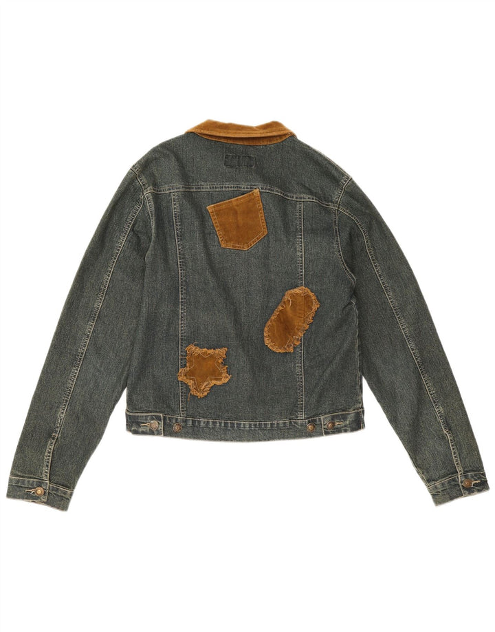 Damska kurtka dżinsowa w stylu vintage UK 12, bawełna w kolorze średnioniebieskim