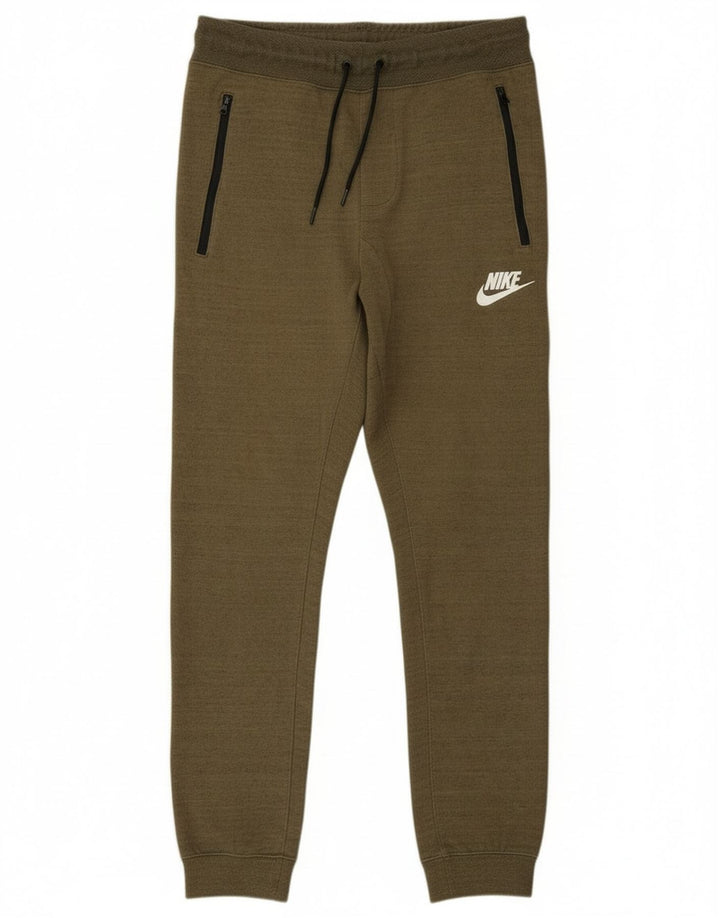 Męskie spodnie dresowe Nike, joggery, małe, bawełniane w kolorze khaki