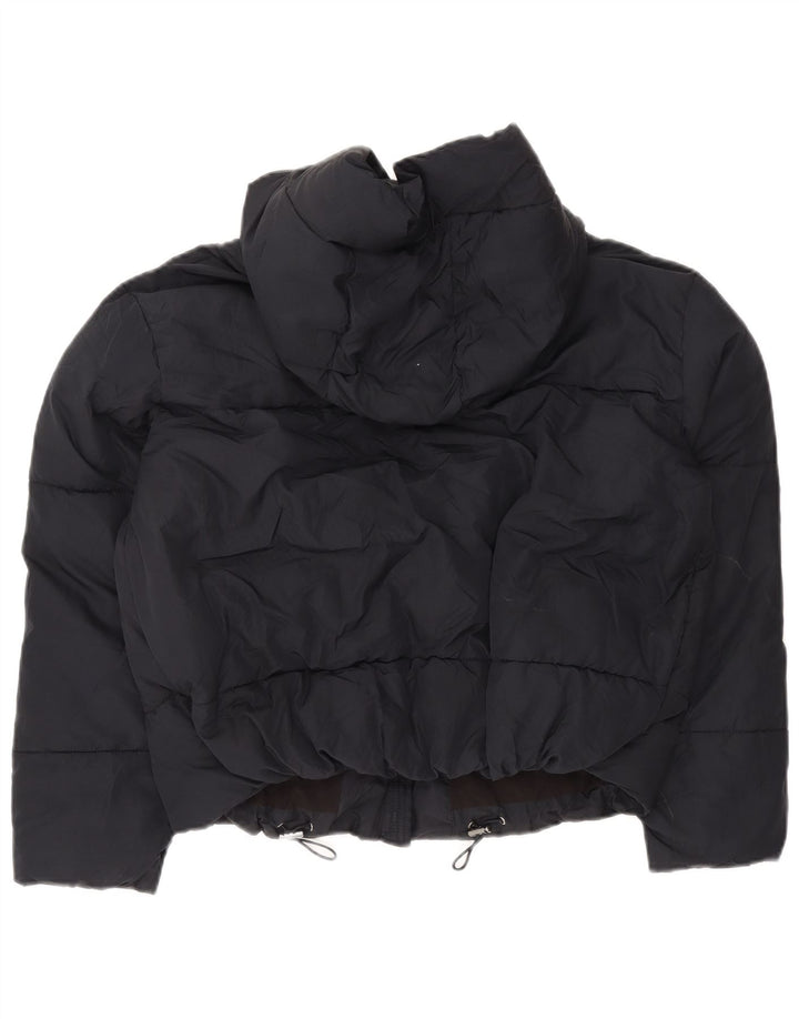 Damska, oversize'owa, wyściełana kurtka z kapturem, oversize'owa, Zara UK 6 XS, granatowa, poliestrowa