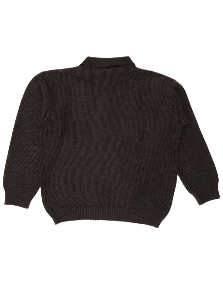 Męski sweter z golfem w stylu vintage, średni czarny, blok kolorów