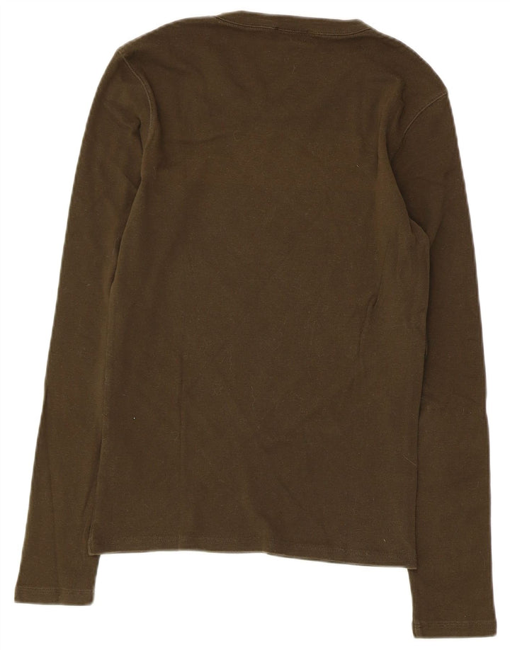 Max & Co. Damski top graficzny z długim rękawem, UK 8, mały, bawełniany khaki