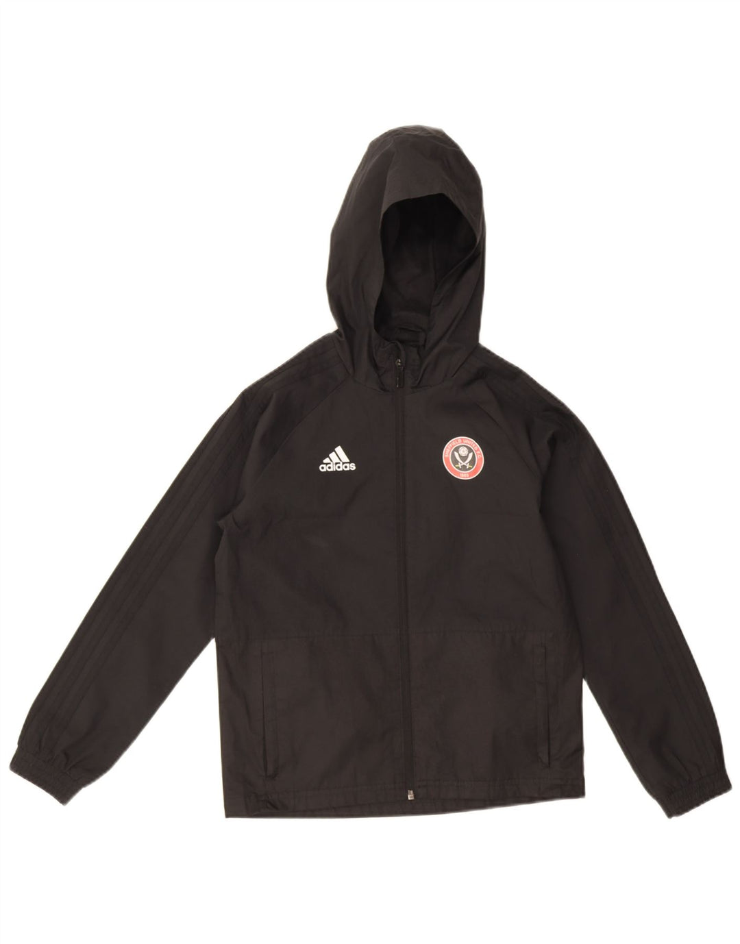 Chłopięca kurtka przeciwdeszczowa Adidas z kapturem, 9-10 lat, czarny poliester